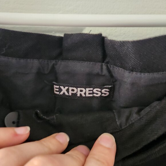 Express Black Linen Blend High Rise Paper Bag Dress Pants - Size 6R - Picture 3 of 7